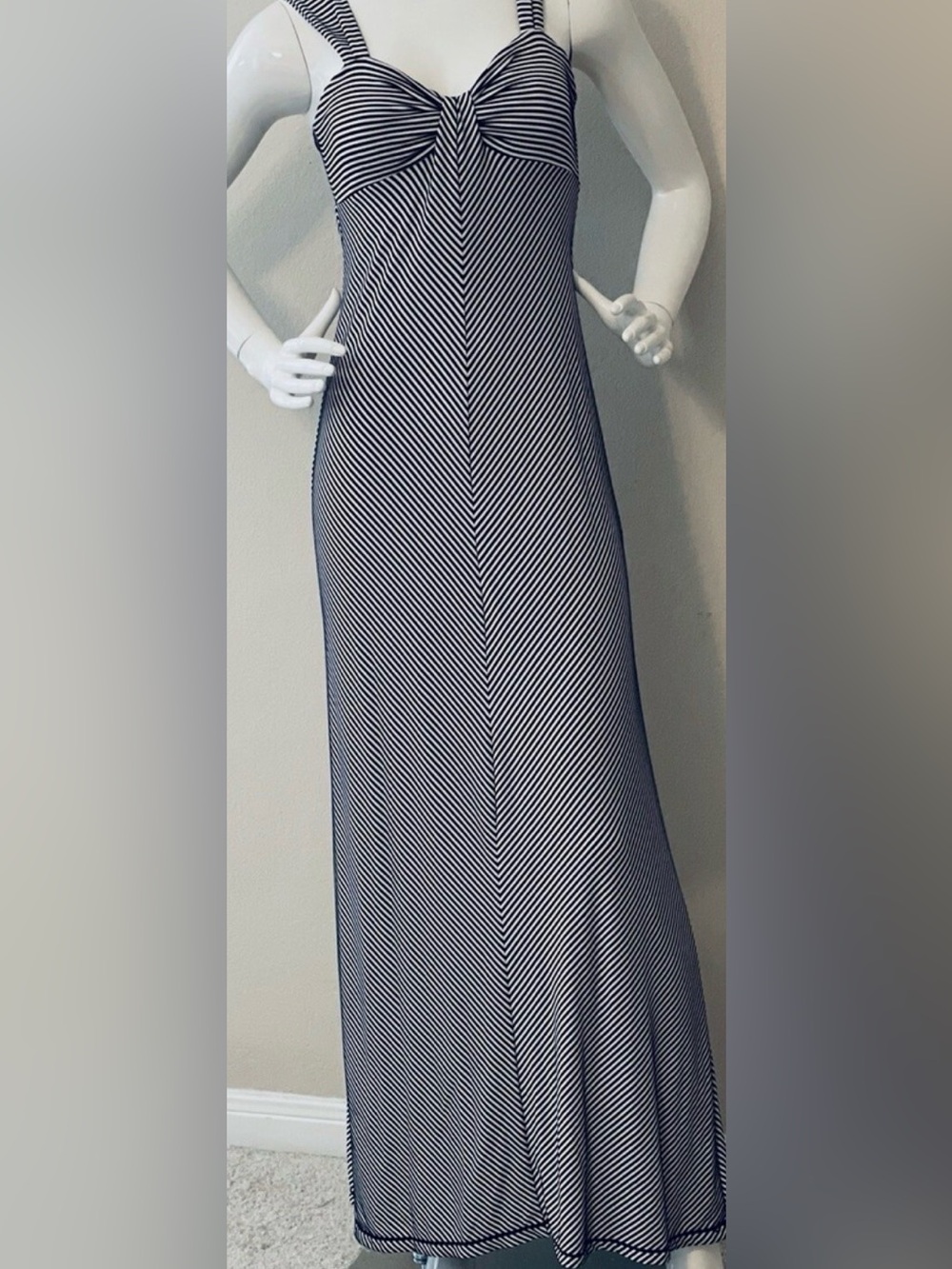 Max Studio Black and White Striped Maxi Dress